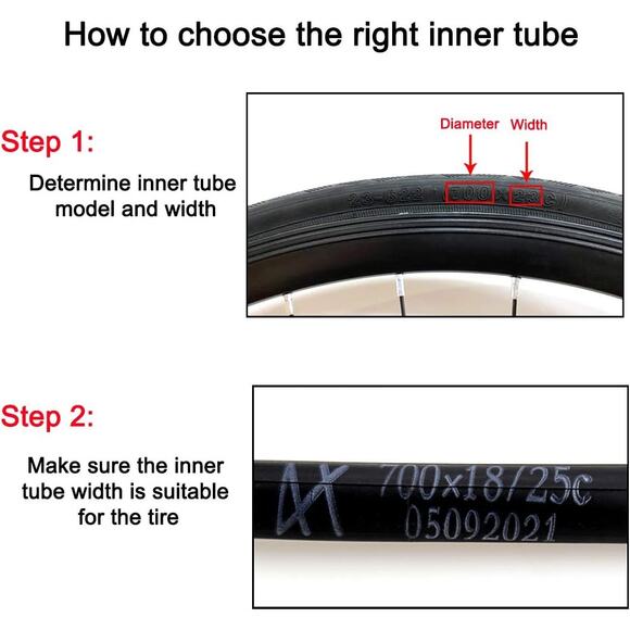 NEW DMLNN 700x18-25c Road Bike Inner Tubes Presta Valve 48mm (2 pack) - Picture 6 of 7